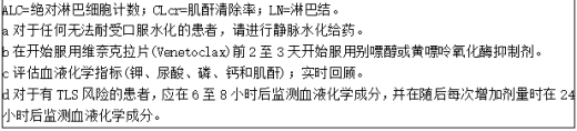 根据CLL/SLL患者的肿瘤负荷推荐TLS预防2